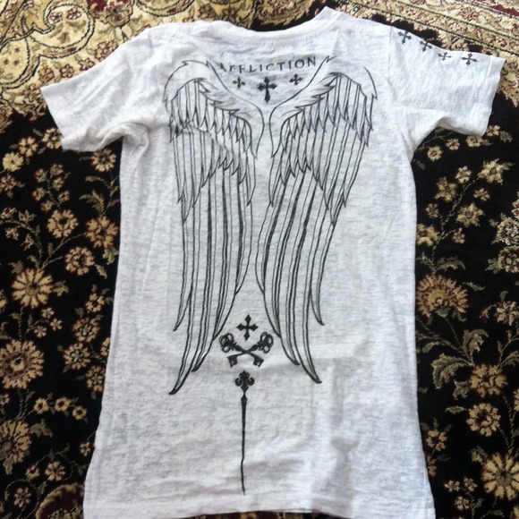 Affliction Live Fast Rhinestone Angel Wing Tee