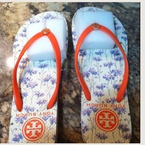 Authentic Tory Burch orange flip flops