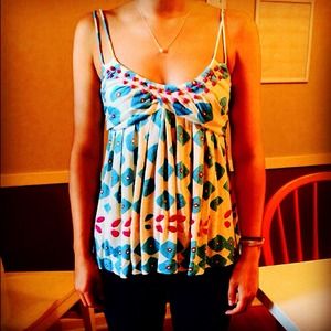 DVF silk and linen beaded tank