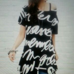 Irregular Hem Short Sleeve  Neck Pullover Shirt