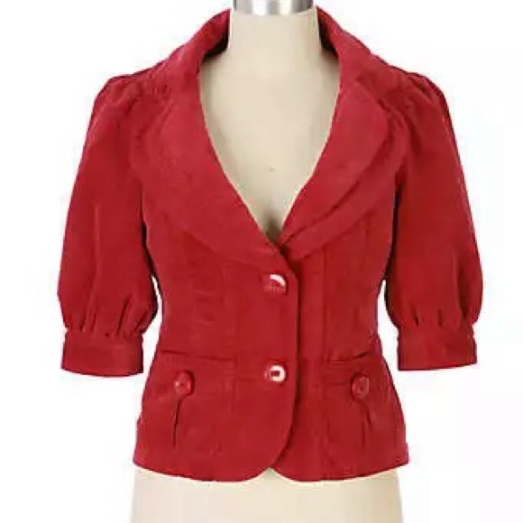 Sale! Red Uncut Cord Anthropologie Jacket