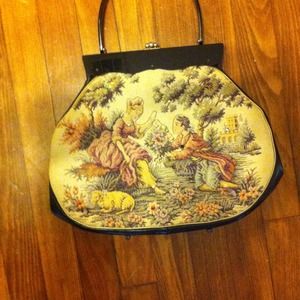 Vintage purse with Edwardian scene.