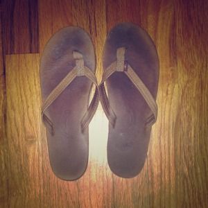 Rainbow © leather flip flops