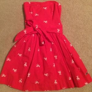 Redish pink strapless dress