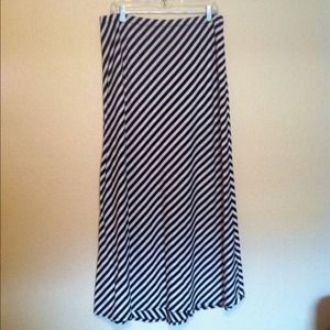 Black and white striped maxi skirt