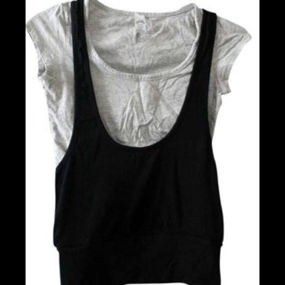 Faux 2-piece Grey Top With Vest - Picture 1 of 3