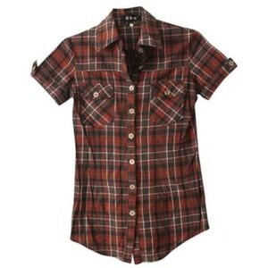 Red Vintage Plaid Checkered Button Down Shirt