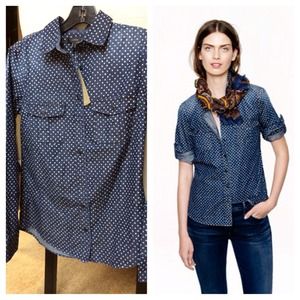 J. Crew Keeper Chambray Dark Indigo Star Dots 0