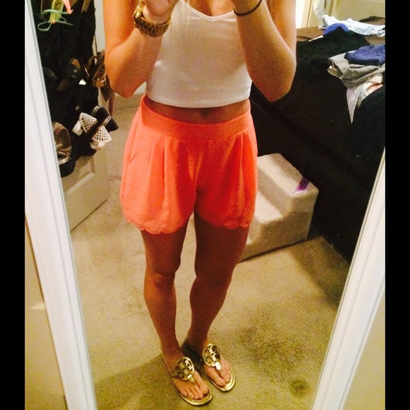 SOLD Coral scalloped high waisted shorts