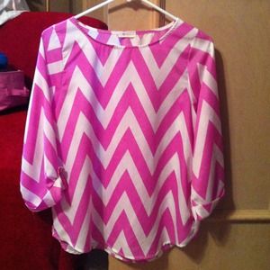 SOLD!!!!!!!!!! Pink and white chevron top!!!!