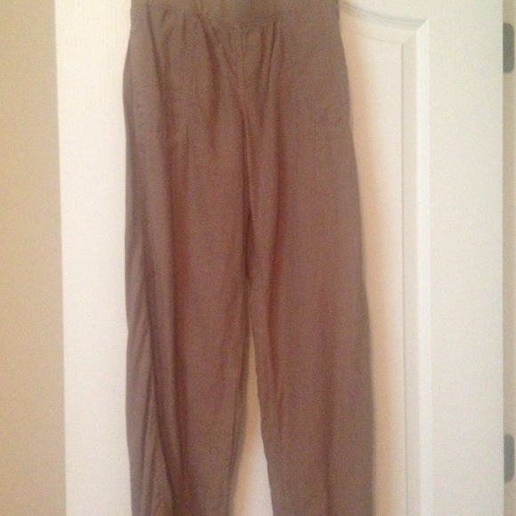 Olive cotton/linen wide leg pants