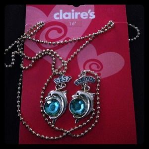 Dolphin Best Friend Blue Gem Necklaces Set