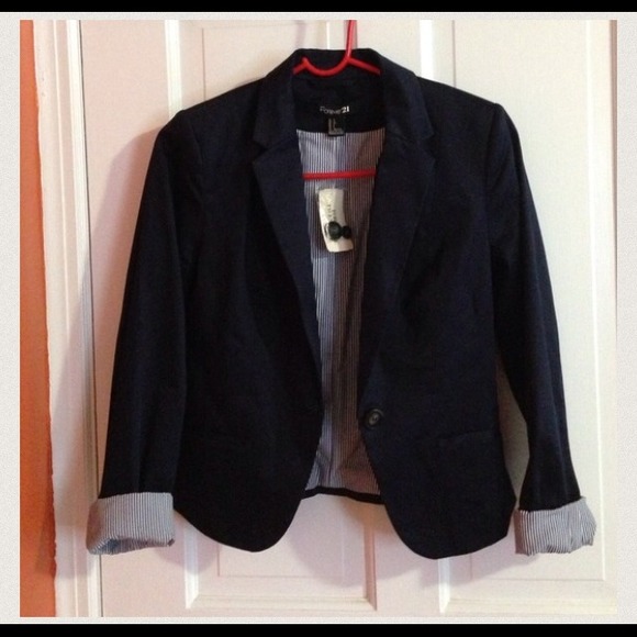 Navy pinstripe blazer