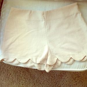 High waisted tan ruffle shorts