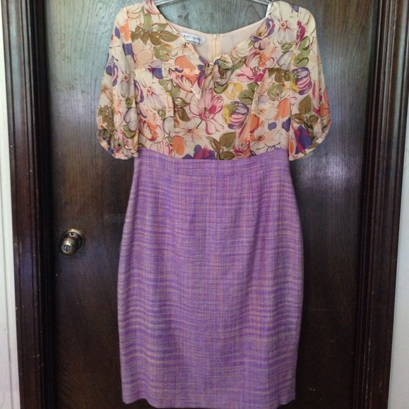 Price drop! Kay Unger sheer overlay/tweed  dress