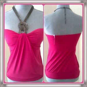 Eclipse hot pink jeweled halter size XS/S NWT
