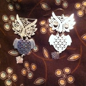 Silver owl earrings