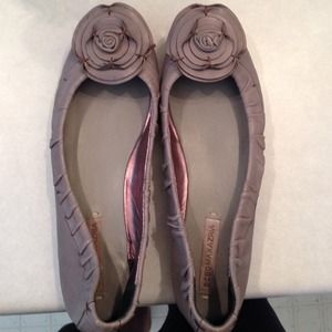 BCBG Gray leather ballet flat worn a few like new