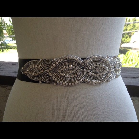 Wedding Accessories - Silver Bridal Sash Belt with Crystals  Rhinestone wedding belt sash.