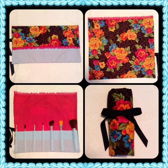 Leopard & Floral Print Makeup Brush Roll