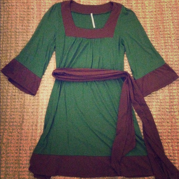 Green and brown boutique dress