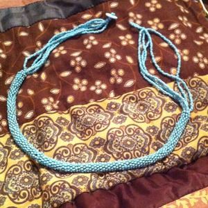 Light blue/turquoise beaded choker