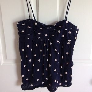 J.crew navy polka dot tank