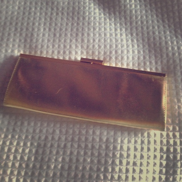 Metallic gold clutch