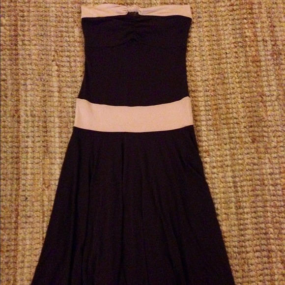 Knee length cocoa and taupe strapless dress ArdenB