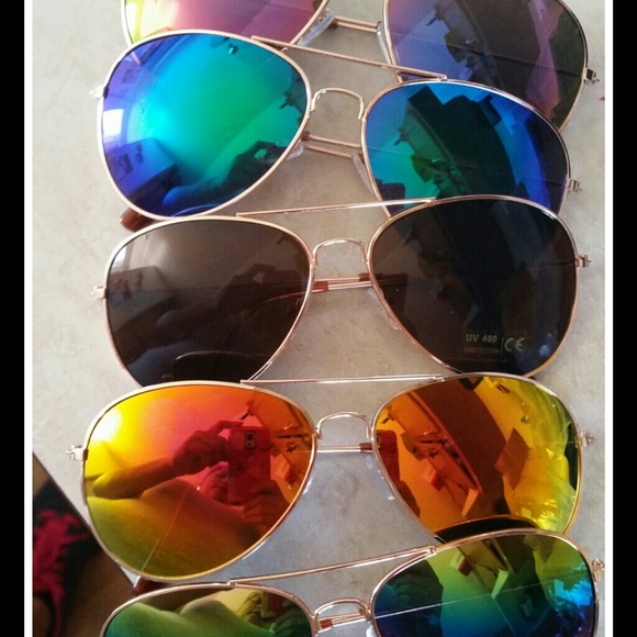 Aviator sunglasses blue, raimbow,gold,broen, purpl