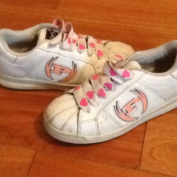 pink and white phat farm shoes