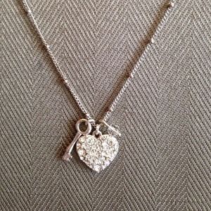 Fossil rhinestone heart necklace