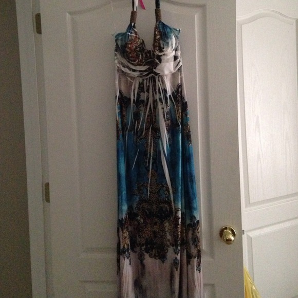 Maxi Dress: blue print