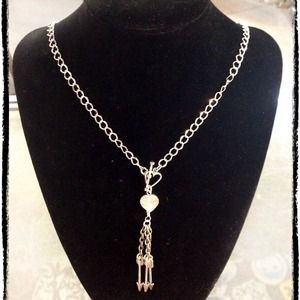 Pretty Silver Chain Necklace with heart and arrow