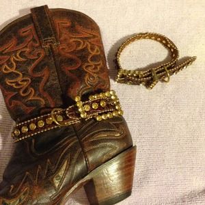 Boot belt set rhinestone cowboy cowgirl boots