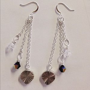 Heart and Swarovoski crystal earrings
