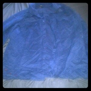 Long sleeve blue suede men's shirt