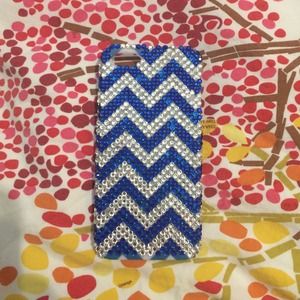 rhinestone white & blue iPhone 5/5s case
