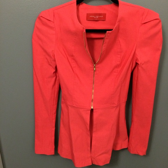 Akira Red Label Coral Peplum Jacket