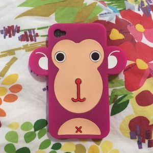 soft rubber pink monkey iPhone 4/4s case