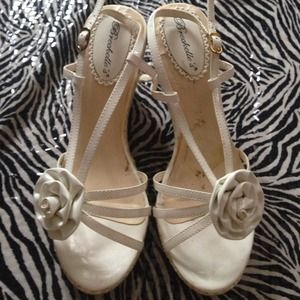 White strap wedges