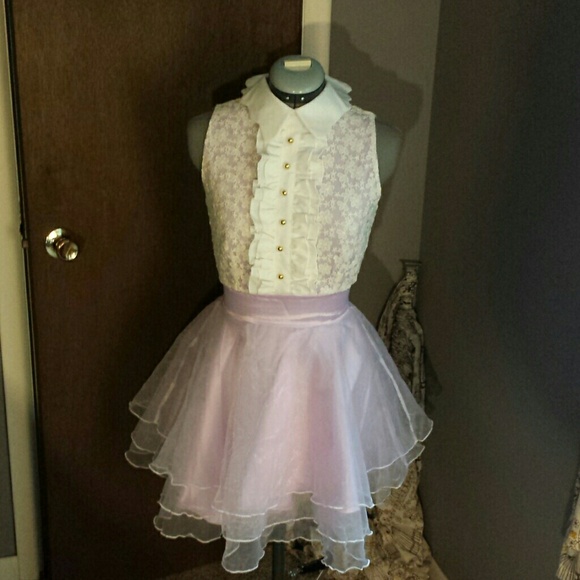 Lavender tutu dress with lace top