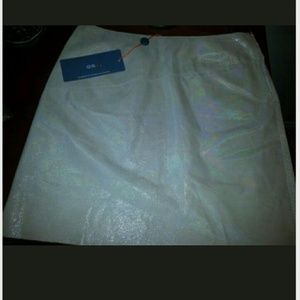 Gabriele Strenesse ivory leather mini skirt.