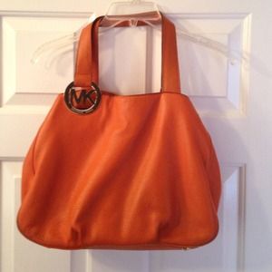 Orange Authentic Michael Kors Large Fulton Handbag
