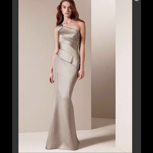 Vera Wang One Shoulder Satin Black Dress