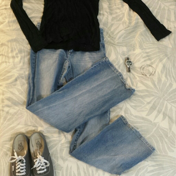 Flared blue jeans