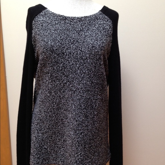 LOFT Black and Charcoal Long Sleeve Sweater