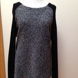 LOFT Black and Charcoal Long Sleeve Sweater