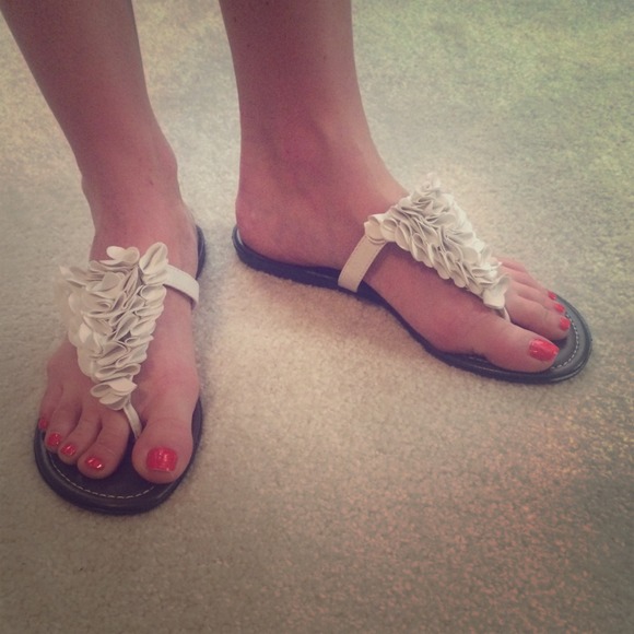 NEW White Frilly Sandals