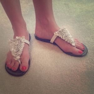 NEW White Frilly Sandals